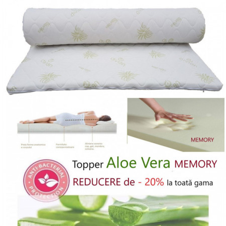Aloe Vera Topper, SAVOR, MEMORY, 150*200 cm, înălțimea 5 cm, husă detașabilă