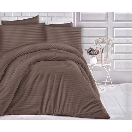 Lenjerie de pat din Satin Delux Hotelier bumbac DAMASK Ciocolata, SAVOR, 200*220